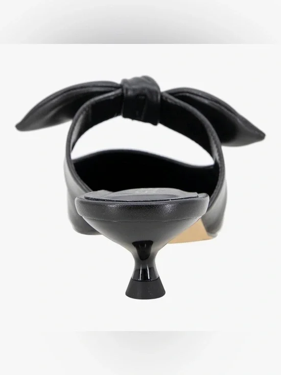 Kensie Black Pointed Bow-Detail Kitten Heel Mules - Picture 2 of 9